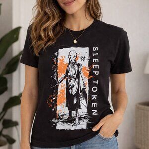 Sleep Token Band T Shirt Black Graphic Tee Metal Goth Tour Shirt Medium Unisex